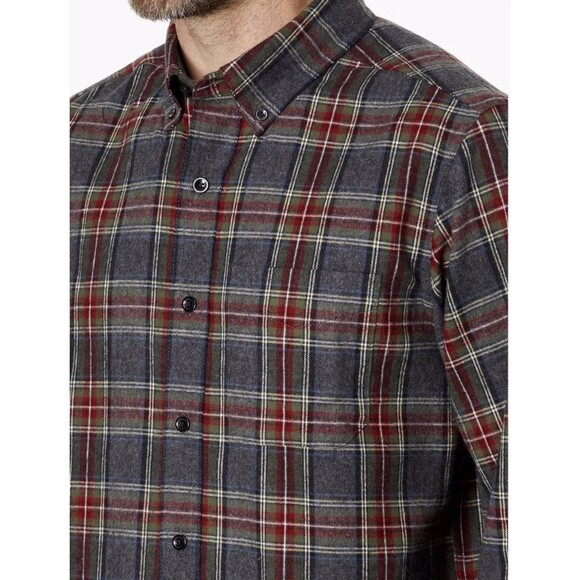 LL Bean Men's Shirt Grey Stewart Plaid Flannel Cotton Traditional Fit M-REG - Picture 3 of 9